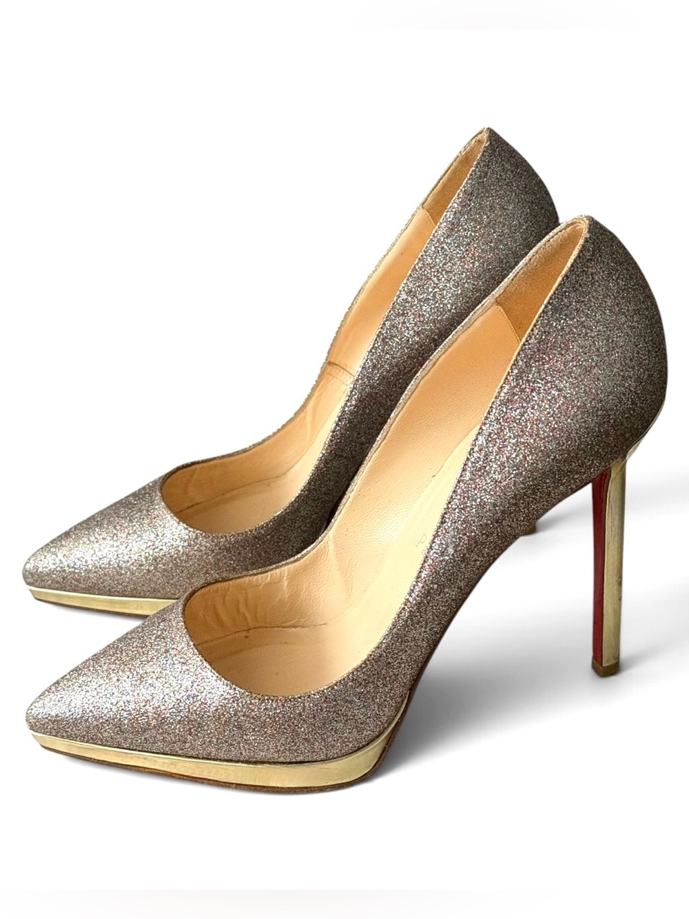 Christian Louboutin Pigalle Plato 120 Glitter Pumps Size 38.5
